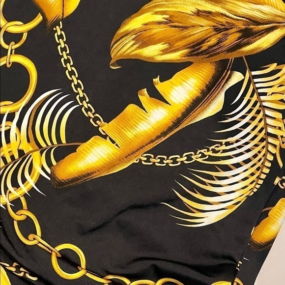 Black n Gold Abstract Print Palazzo Pants - Picture 3 of 3